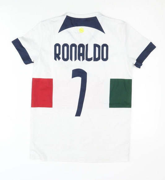 Portugal Home Football Shirt, Childrens 14 Years, White, Ronaldo