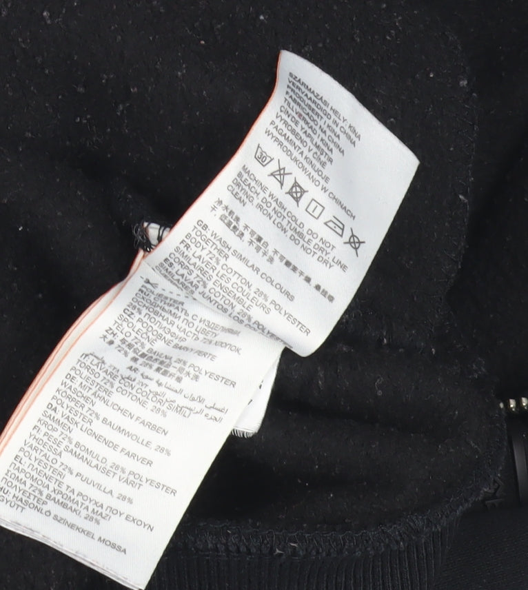 Superdry Black Womens Hoodie S Full Zip Cotton Polyester