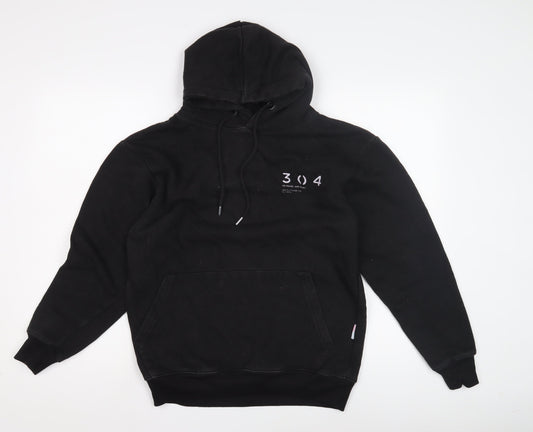 Additional front view of 304 unisex black hoodie xs casual pullover