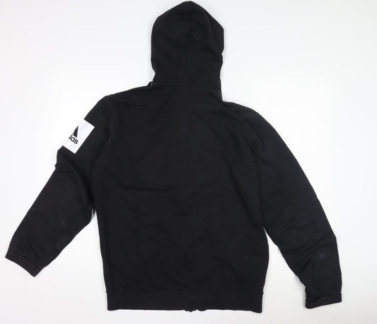 Adidas Men's Black Full Zip Hoodie with Logo - M