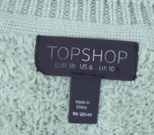 Topshop Women's Green Pullover Jumper - Size 10