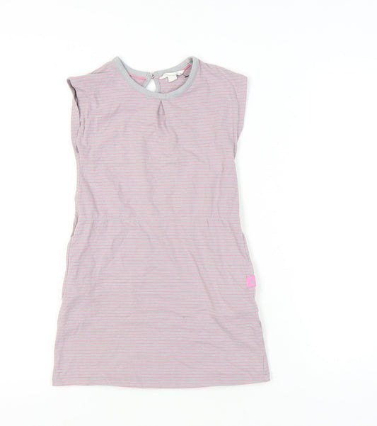 Trespass Girls Pink Striped T-Shirt Dress 7-8 Years