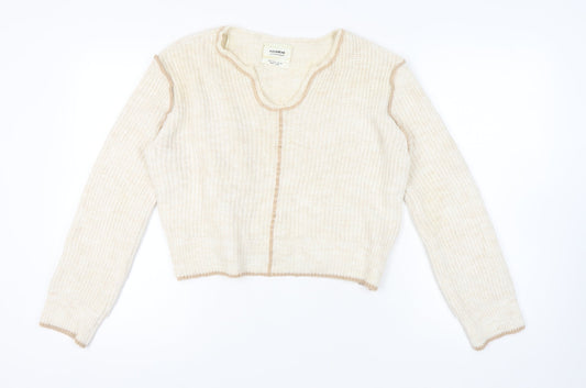 Womens UK Size 10 Pull&Bear Ivory Pullover Jumper