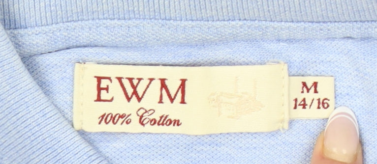 EWM Women's Blue Polo Shirt Size M Cotton Casual