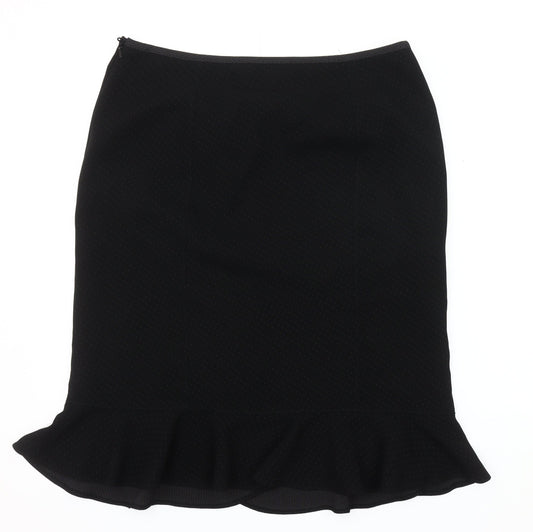 Next Women's Black Trumpet Skirt, Size 14, Ruffle Accent