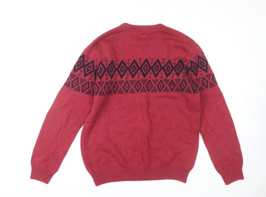 Crew Clothing Men's Red Pullover Jumper L Geometric