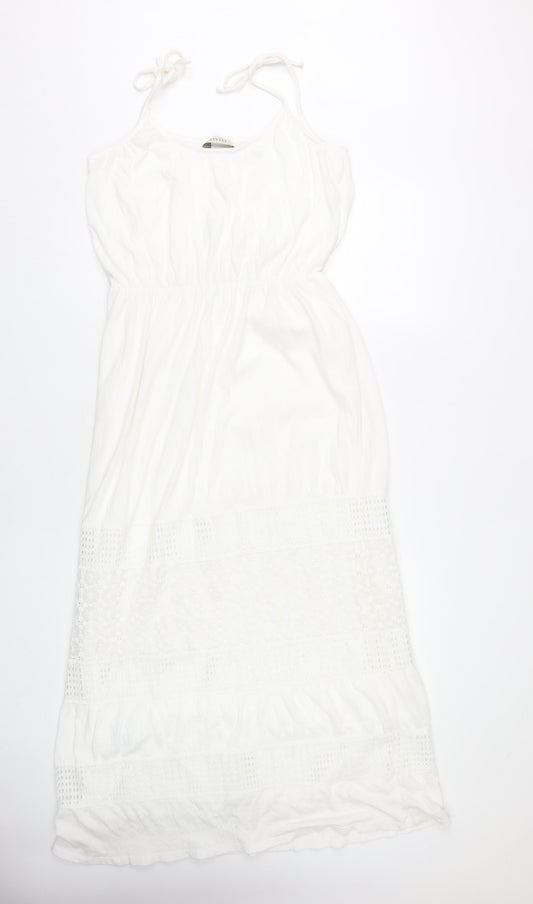 Oasis Women's White Long Slip Dress S Bohemian