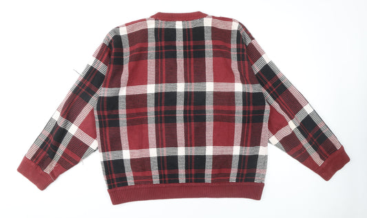 Tommy Hilfiger Men's Red XL Plaid Pullover Jumper
