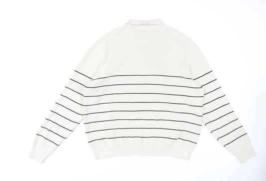 Marks and Spencer Men's 2XL White Full Zip Jumper