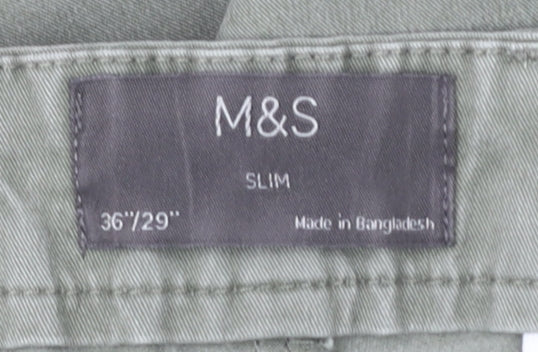 Marks and Spencer Green Slim Fit Chino Trousers