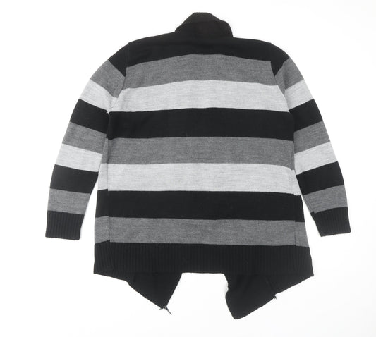 Autonomy Women's Black Open Front Cardigan M Striped Knit