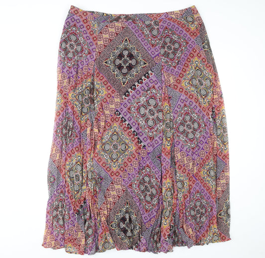 Marks and Spencer Geometric Midi Skirt, Multicoloured, Size 20