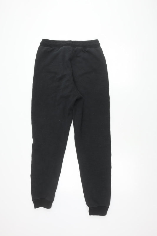 Back view of Firetrap unisex black jogger trousers, relaxed, size regular