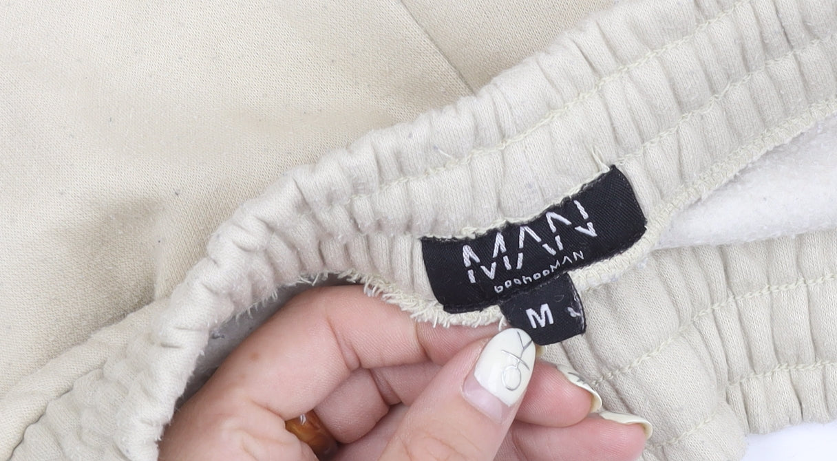 BoohooMAN Men's Beige Sweat Shorts M Drawstring Casual