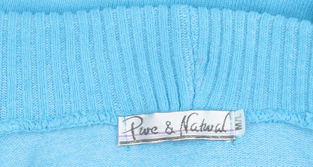 Womens UK Size 2XS Pure & Natural Blue Cardigan Jumper