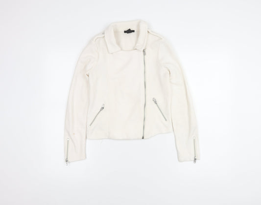 Womens UK Size XS H&M White Motorcycle Jacket