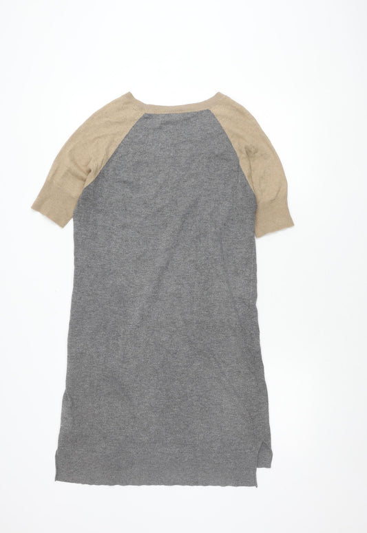 Baukjen Grey Colourblock Shift Dress - Size 12, Women's