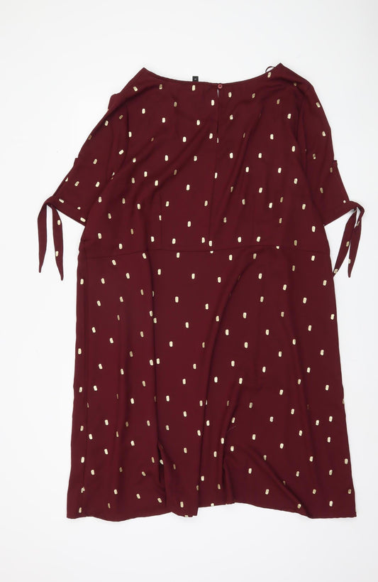 Bonmarché Women's Red Dress, Size 20, Short Sleeve, Elegant