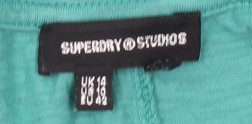 Womens UK Size 14 Superdry Green Basic T-Shirt