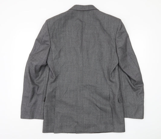 Jaeger Men's Grey Wool Double-Breasted Blazer Size 46