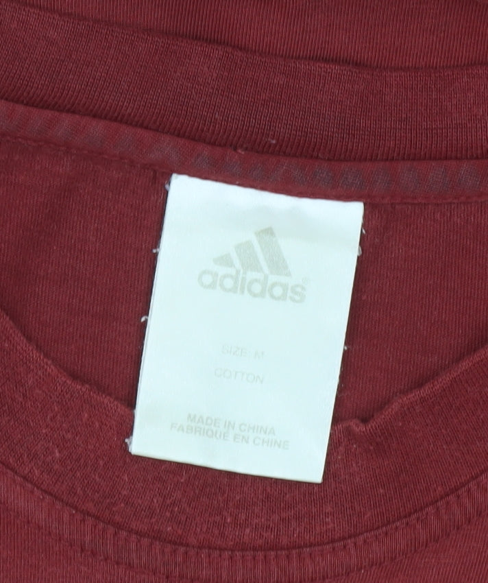 Adidas Men's Red Medium Crew Neck Logo T-Shirt