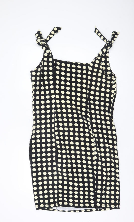 Myleene Klass Women's Black Polka Dot Bodycon Dress Size 18
