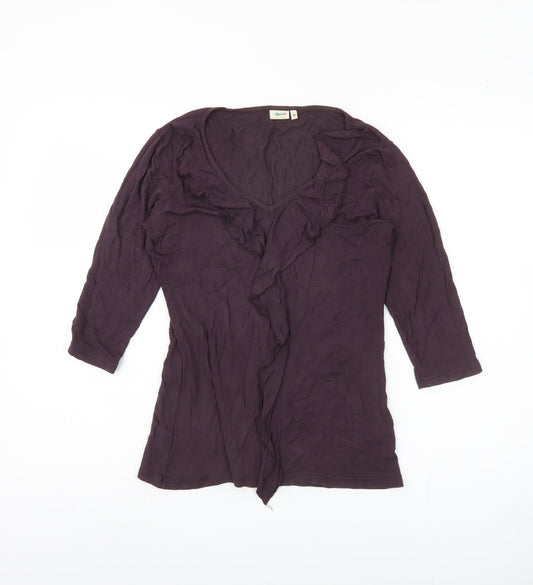 Additional front view of Ethel Austin Women's Purple 3/4 Sleeve V-Neck Top