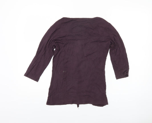 Ethel Austin Women's Purple 3/4 Sleeve V-Neck Top