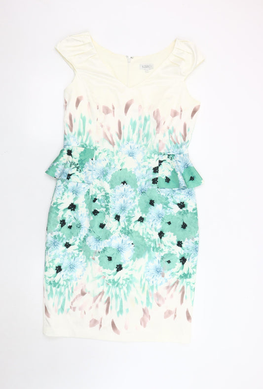 Additional front view of Kaliko Women's Multicoloured Peplum Floral Dress, size 12
