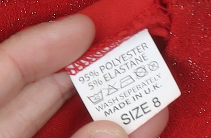 Brand and care label for Edge Street Women's Red Bodycon Dress, size 8