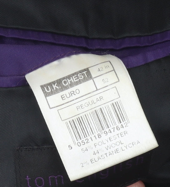 Mens UK Size 42 Tom English Regular Black Suit Jacket