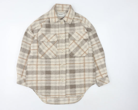Stradivarius Women's Beige XS Checkered Jacket