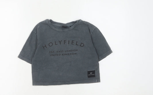 Holyfield Girls Black Cropped T-Shirt XS 8-10 Yrs