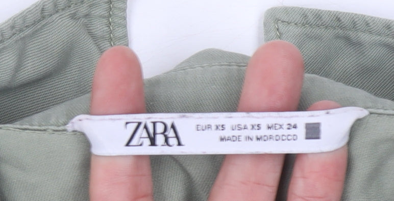 Womens UK Size 6 Zara Green Button-Up