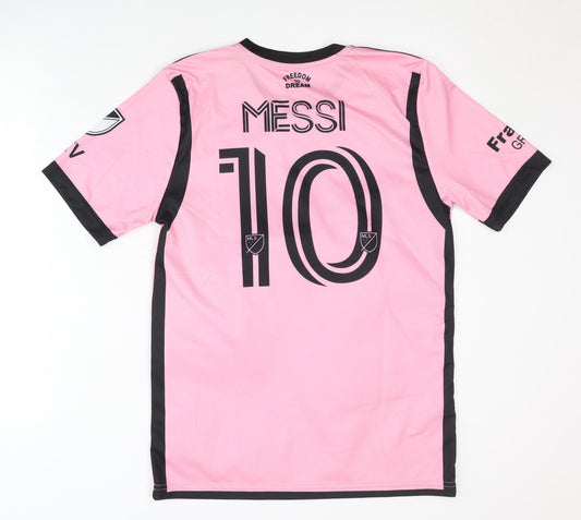 Back view of Adidas Childrens Pink Messi Away Shirt 176 - Short Sleeves