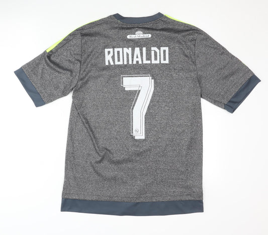 Back view of Adidas women’s real madrid away shirt ronaldo #7 grey, size UK 10