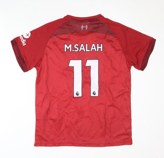 Back view of LFC Home Shirt M. Salah 11 Red Short Sleeves