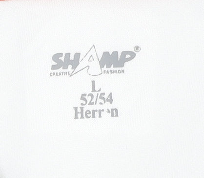 SHAMP Men's Polo Shirt, Large, White/Orange/Grey