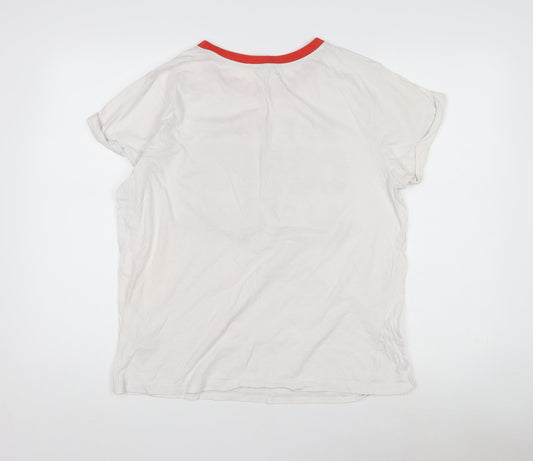 Womens UK Size 16 FRIENDS White Ringer T-Shirt