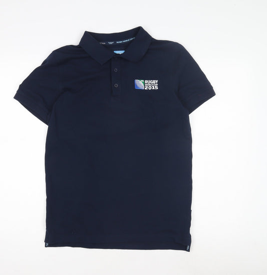 Additional front view of Canterbury unisex blue rugby polo shirt s