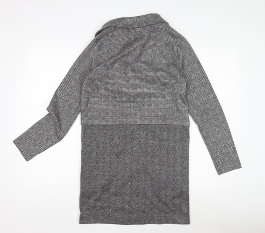 Miss Selfridge Grey Checked Coatigan UK 10 for Women