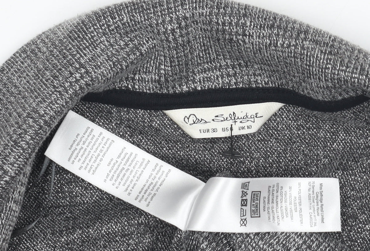 Close-up detail of Miss Selfridge Grey Checked Coatigan UK 10 for Women