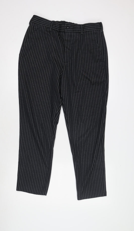 Womens UK Size 12 Zara Regular Fit Dress Pants Black Trousers