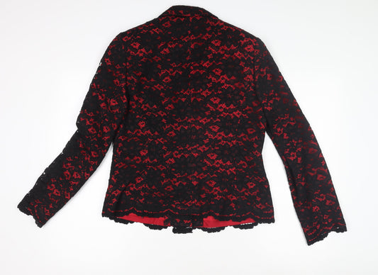 East Women's Black Red Lace Blazer Size 12
