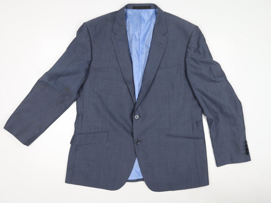 Mens UK Size 44 Alfred Brown Regular Blue Suit Jacket