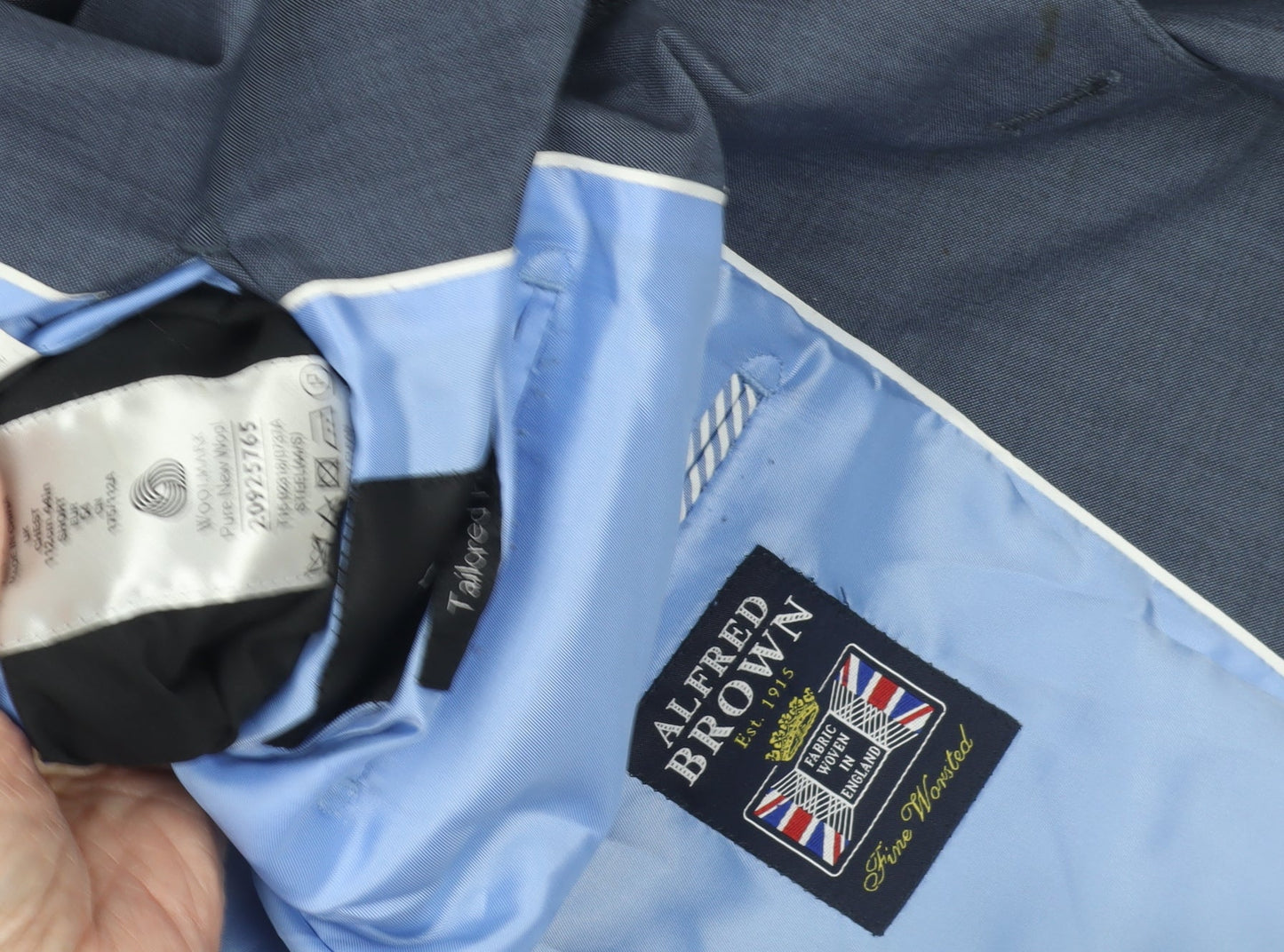 Alfred Brown Men's Blue Wool Blazer, Formal Jacket