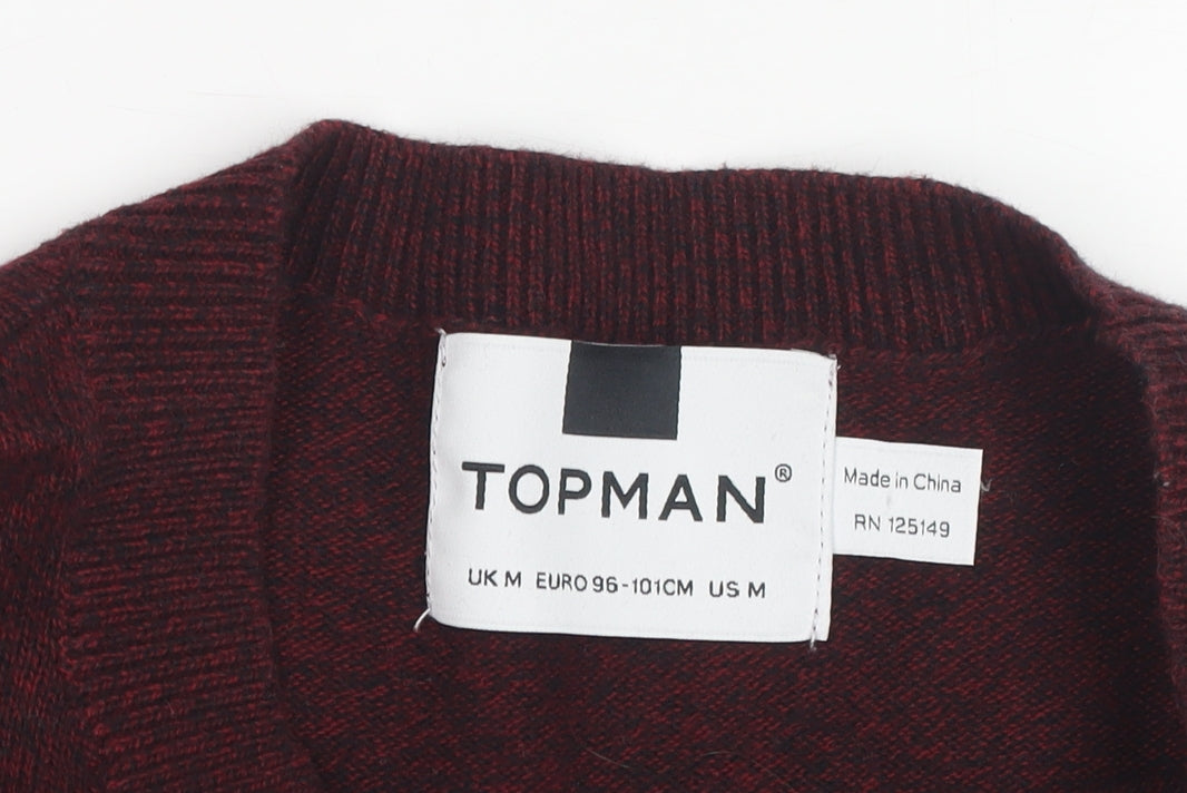 Topman Men's Red Pullover Jumper, M, Crew Neck
