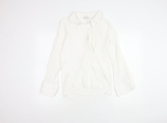 Womens UK Size 8 Topshop White Wrap Button-Up