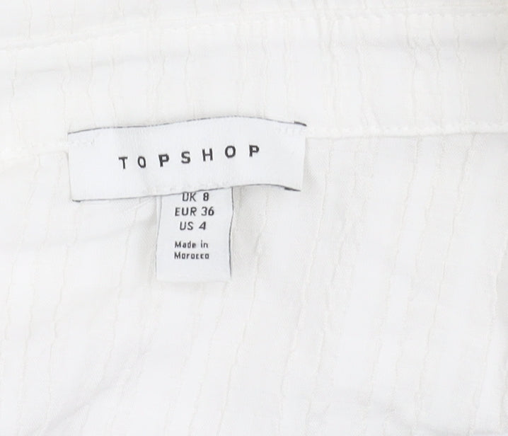 Womens UK Size 8 Topshop White Wrap Button-Up