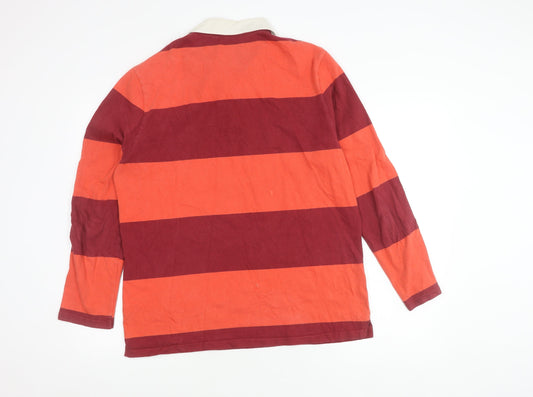 Urban Outfitters Men's Red Striped Long Sleeve Polo L